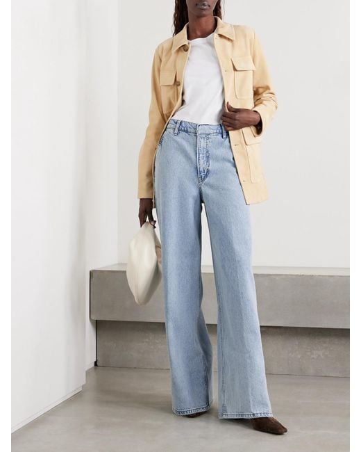 FRAME Blue The Wide Trouser High-Rise Wide-Leg Organic Jeans