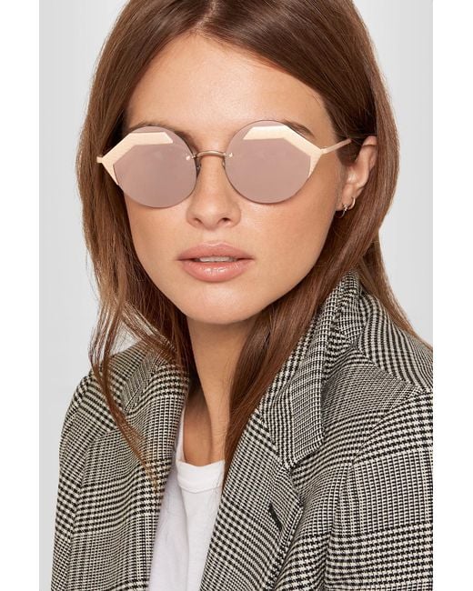 BVLGARI Serpenti Round frame Rose Gold plated Mirrored Sunglasses