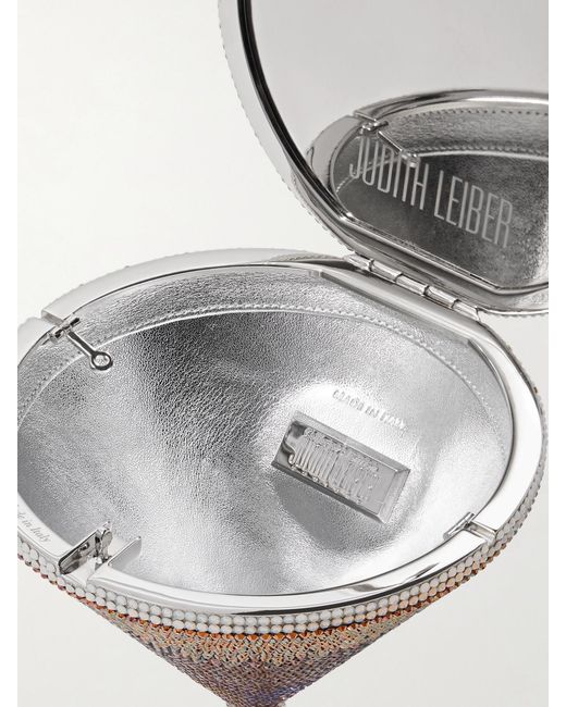 Judith Leiber White Martini Espresso Crystal-Embellished-Tone Clutch
