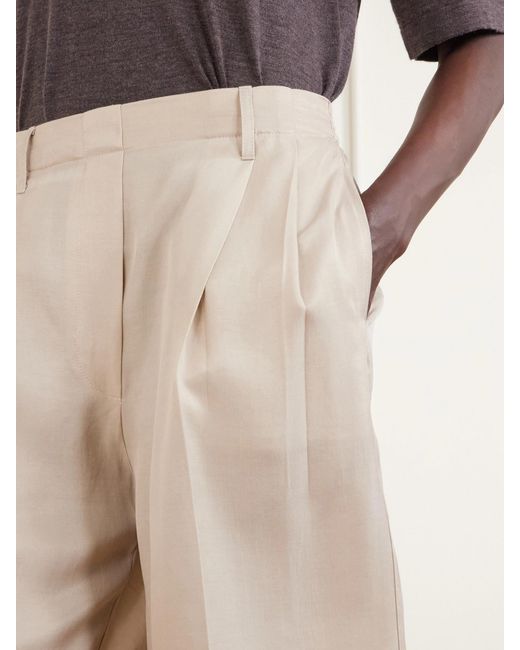 Leset Natural Kim Pleated Woven Shorts