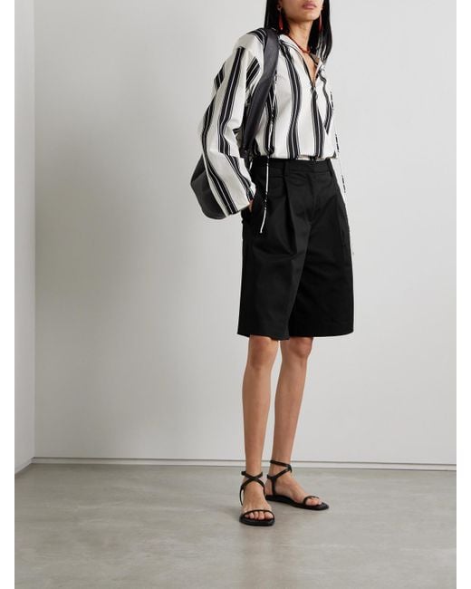 Matteau Black Shorts Aus Twill Aus Einer Biobaumwollmischung Mit Bundfalten