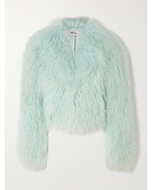 Self-Portrait Green Jacke Aus Shearling