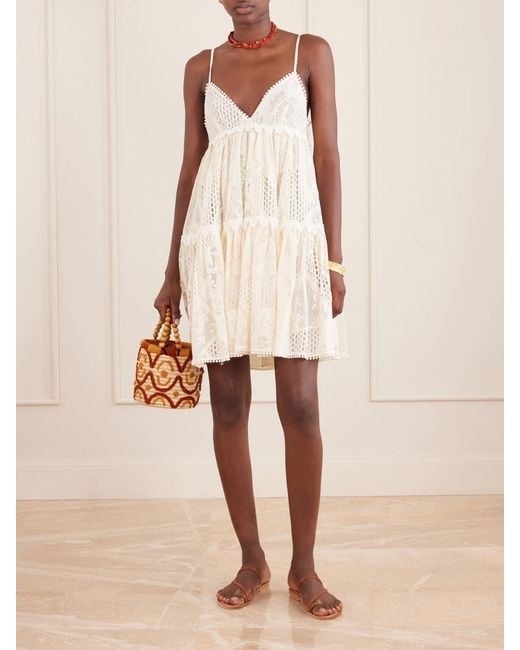 LaDoubleJ Natural Nympth Cotton-Blend Lace Mini Dress