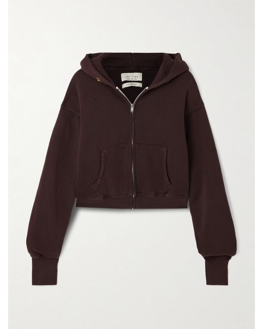 Les Tien Red Zendaya Cropped Cotton-Jersey Hoodie