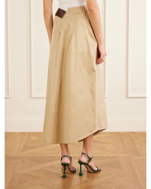 Loewe White Asymmetrical Cotton-Gabardine Midi Skirt