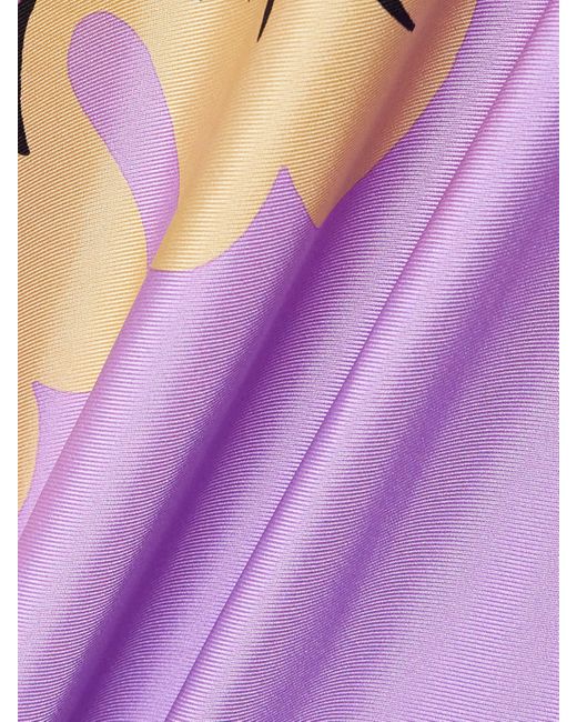 LaDoubleJ Purple Icon Magnifico Minikleid Aus Seiden-Twill Mit Blumenprint Und Bindegürtel
