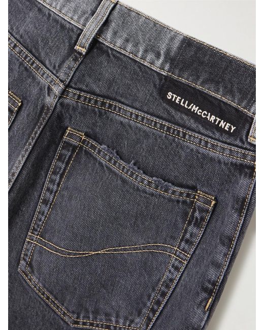 Stella McCartney Gray Frayed Two-Tone Mid-Rise Wide-Leg Organic Jeans
