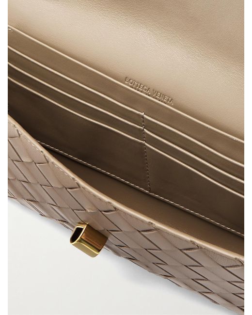 Bottega Veneta Brown Long Andiamo Clutch Aus Intrecciato-Leder