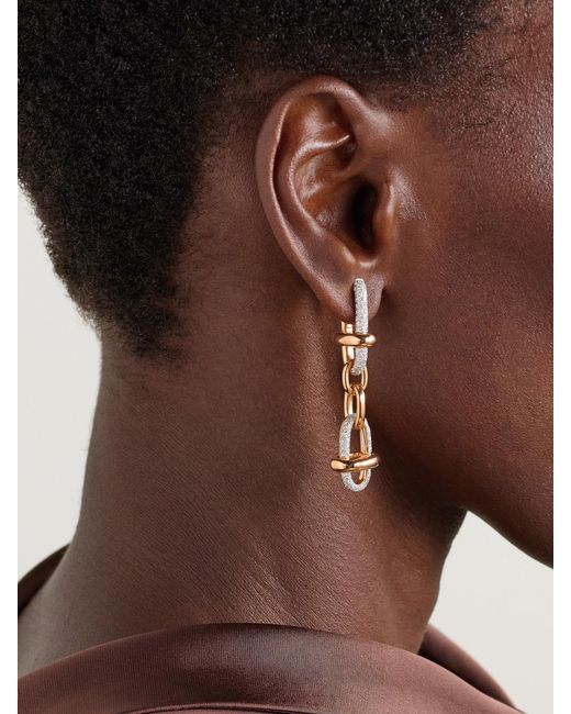 Pomellato Natural Iconica 18-Karat Rose And Rhodium-Plated Diamond Earrings