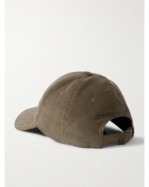 Saint Laurent Brown Baseballkappe Aus Baumwollcord Mit Stickerei