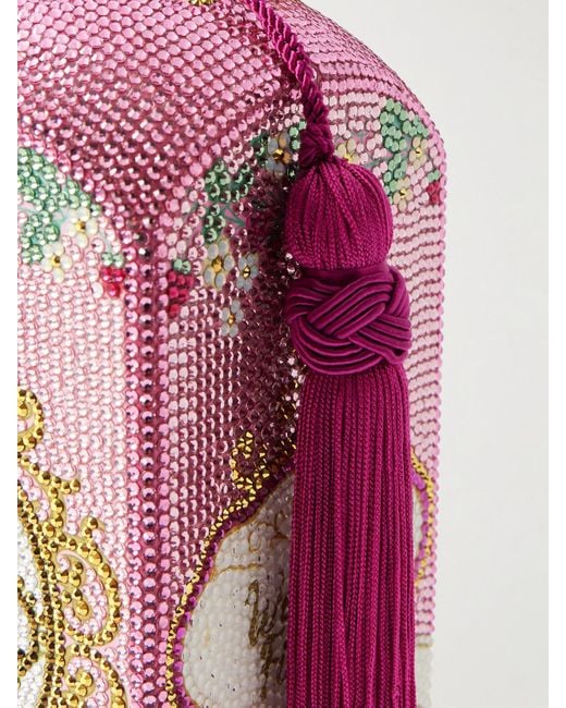 Judith Leiber Pink Clutch Aus Metall Mit Troddel Und Kristallen