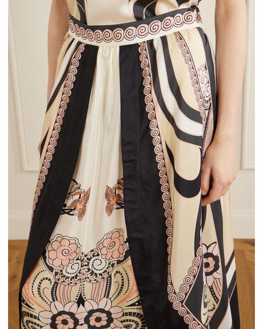 LaDoubleJ Black Printed Silk-Voile Maxi Skirt