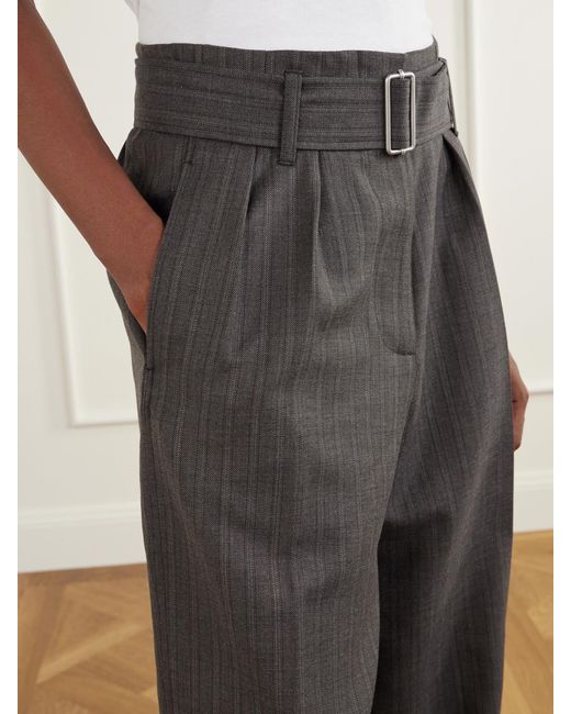 Our Legacy Gray Soar Belted Cotton And Wool-Blend Wide-Leg Pants