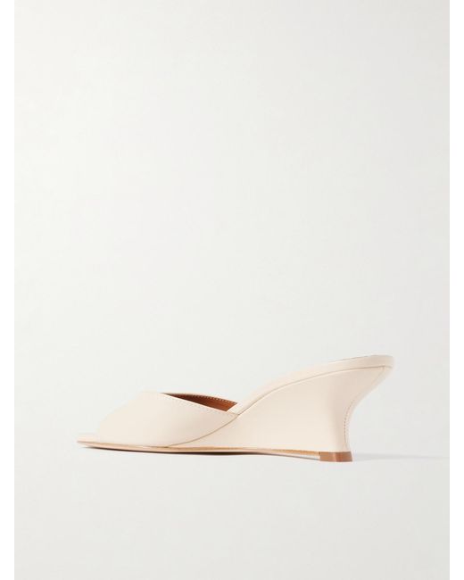 Staud Natural Brigitte Leather Wedge Mules