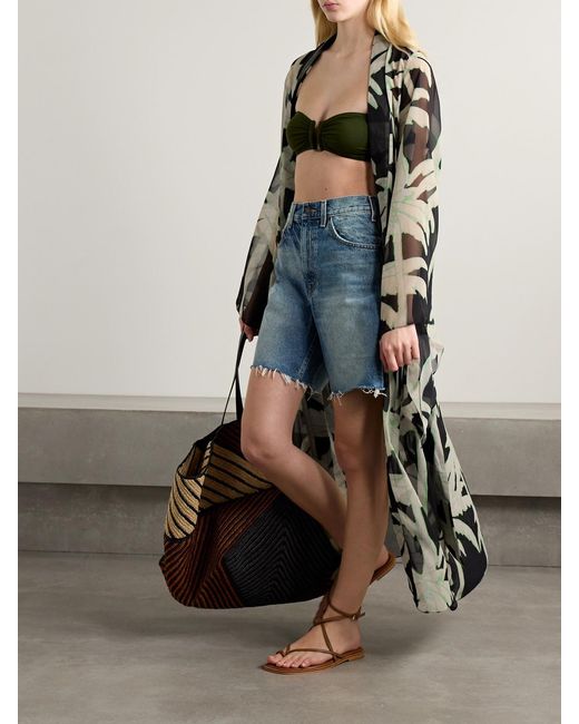 Johanna Ortiz Black The Passing Storm Printed Recycled-Georgette Robe