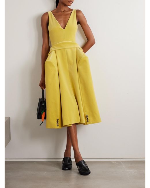 J.W. Anderson Yellow Cotton-Velvet Midi Dress