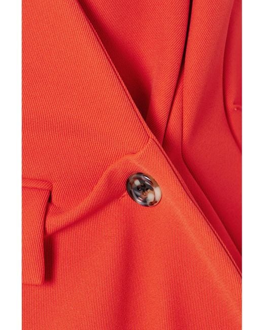 A.W.A.K.E. MODE Red Asymmetric Stretch-Twill Coat