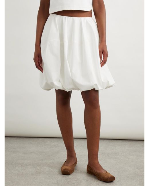 Mini-Jupe En Popeline De Coton À Fronces Alaïa en coloris White