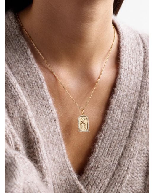 Jacquie Aiche Natural Trillion Cartouche 14-Karat Diamond Necklace