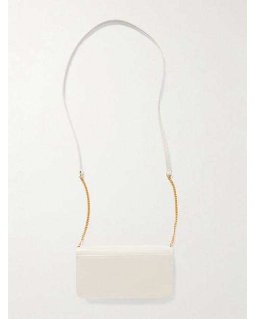 Saint Laurent White Cassandre Strap Leather Phone Case