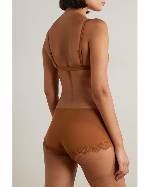 Skims Brown Fits Everybody Corded Lace Triangle Bralette – Bronze – Triangel-Bh Aus Stretch-Material Mit Spitzenbesätzen