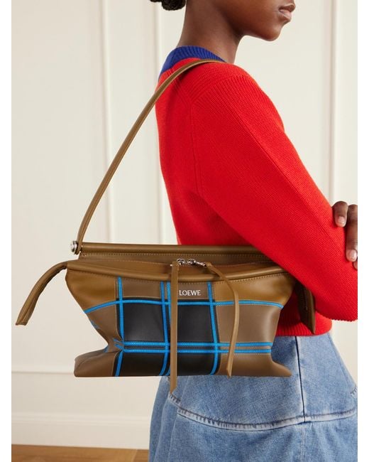 Loewe Multicolor Whisker Checked Leather Shoulder Bag