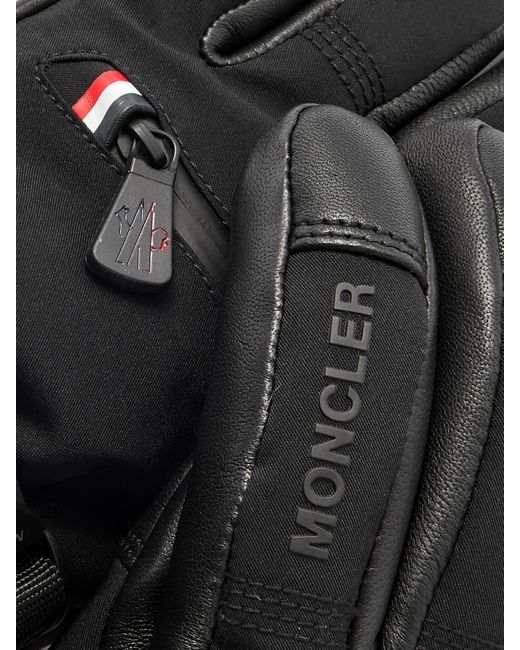 Moncler Black Appliquéd Paneled Gore-Tex And Leather Gloves