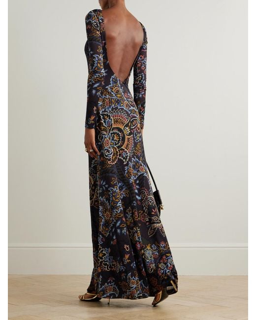 Etro Open-Back Printed Jersey Maxi Dress in Black | Lyst Etro Open-Back Printed Jersey Maxi Dress in Black | Lyst