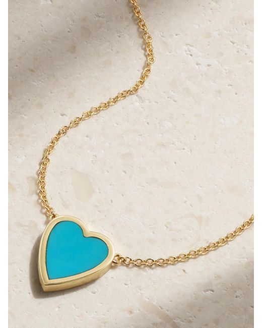 Jennifer Meyer Blue Mini Heart 18-Karat Necklace