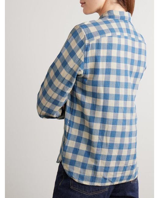 RRL Blue Farrell Gingham Cotton And Linen-Blend Shirt