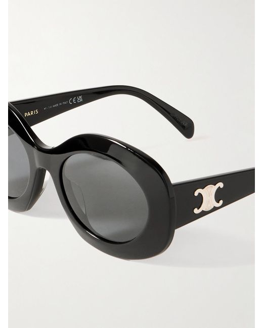Céline Black Triomphe Oversized Round-Frame Acetate Sunglasses