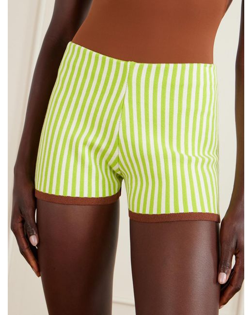 Haight Green Bella Striped Cotton-Blend Shorts