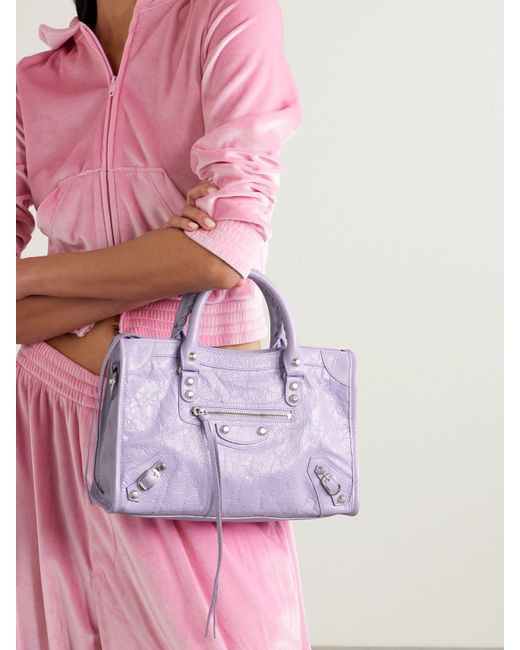Sac À Main En Cuir Texturé À Ornements Le City Small Balenciaga en coloris Purple