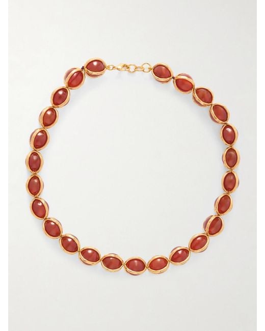 Jil Sander Pink Tone Agate Beaded Necklace