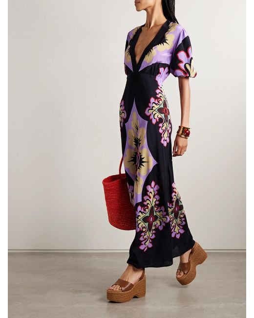 LaDoubleJ White Marlene Printed Silk-Crepe Maxi Dress