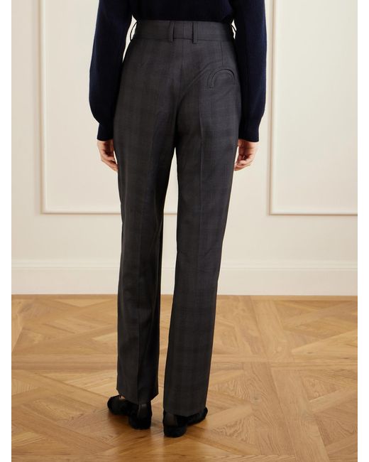 Blazé Milano Blue Fox Checked Wool Straight-Leg Pants