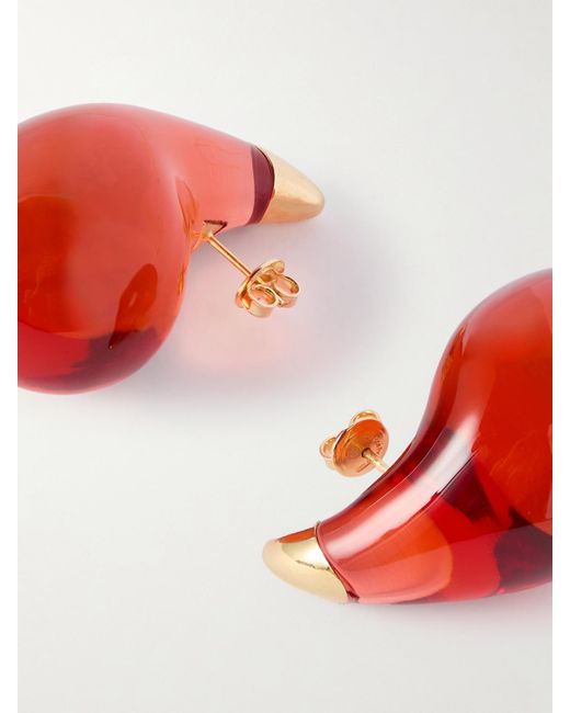 Bottega Veneta Red Plated And Resin Earrings