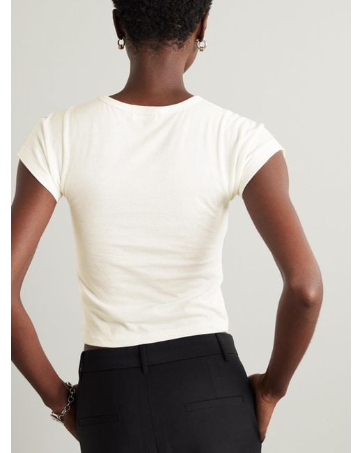 ÉTERNE White Short Sleeve Baby Tee Cropped Cotton And Modal-Blend Jersey T-Shirt