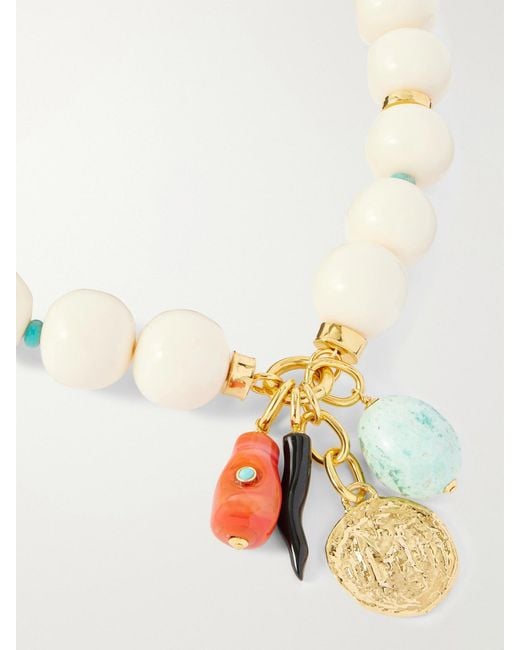 Lizzie Fortunato White Blanca-Tone, And Agate Beaded Necklace