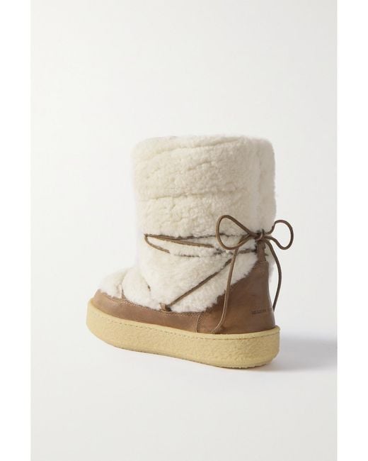 Isabel Marant Natural Zimlee Shearling And Leather Ankle Boots