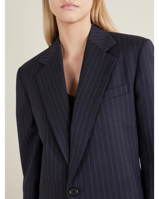 Nili Lotan Blue Swan Striped Wool-Blend Blazer