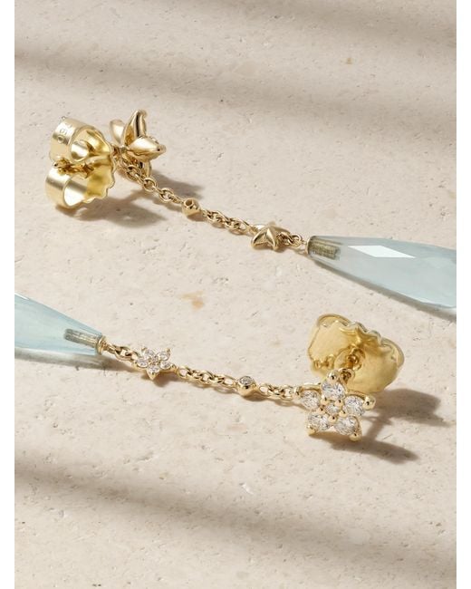 Ole Lynggaard Copenhagen Natural Shooting Stars 18-Karat, Aquamarine And Diamond Earrings