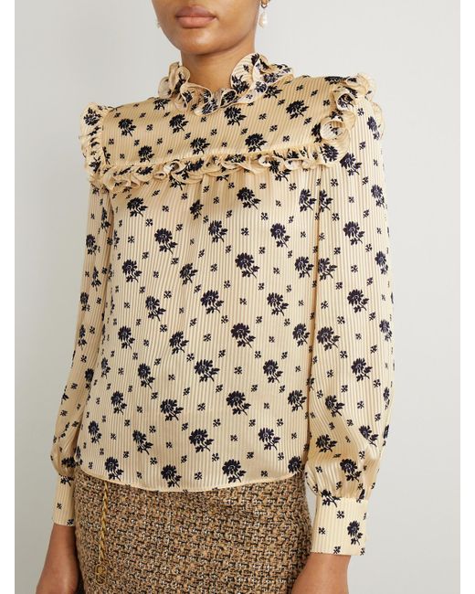 Valentino Garavani Ruffled Printed Striped Silk-Jacquard