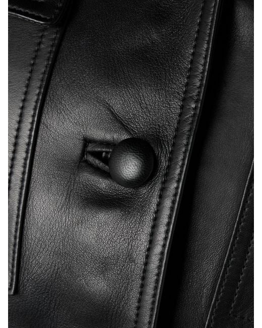 Saint Laurent Black Bikerjacke Aus Leder Mit Gürtel