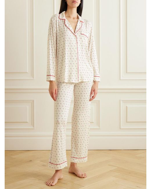 Gisele piped stretch-modal pajama set