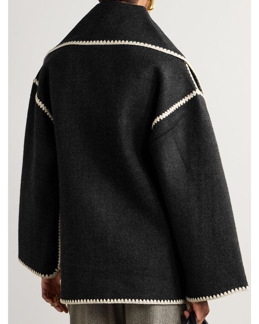 Totême  Black Attached Scarf Wool Jacket