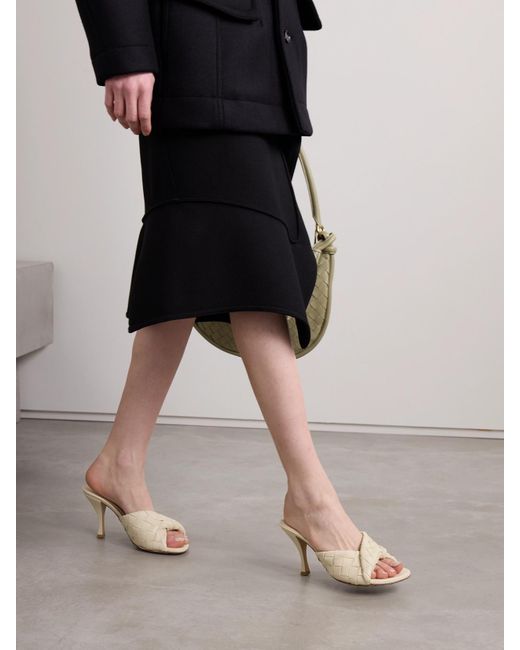 Bottega Veneta Natural Blink Twisted Intrecciato Leather Mules