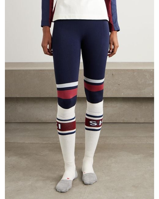 Falke White Intarsia Stretch-Knit Ski Socks