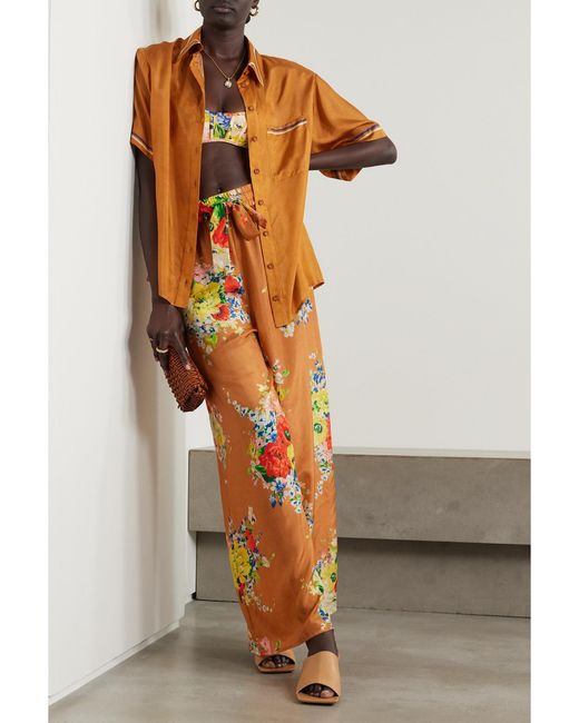 Chemise En Satin De Soie Biologique Imprimé Alight Zimmermann en coloris Orange