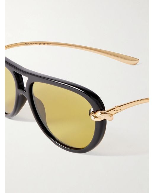 Bottega Veneta Metallic New Knot Aviator-Style Acetate And-Tone Sunglasses